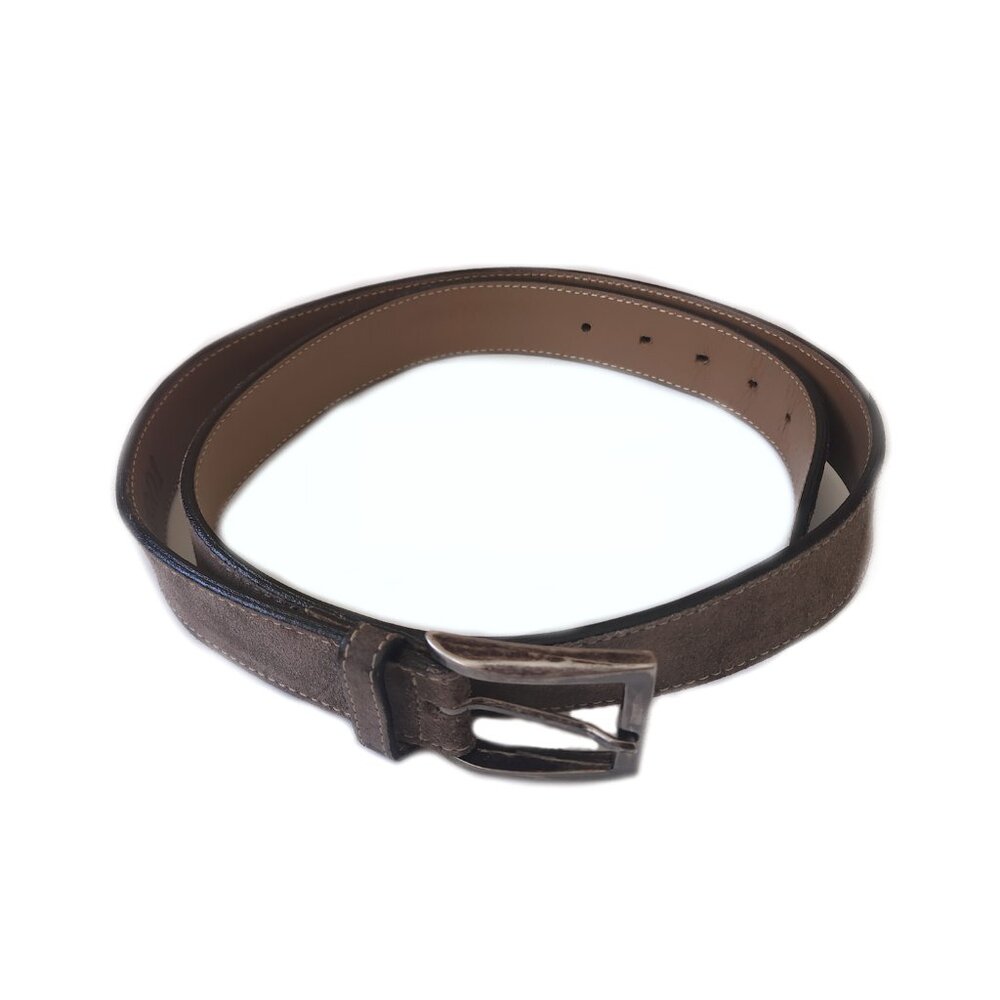 Nordstrom 1901 Casual Gray Suede Leather Belt - Made in Brazil - Men's Size 42